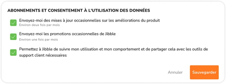 Abonnements et consentement à l'utilisation des données